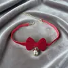 Gargantilla Dulce y Linda de Año Nuevo y Navidad Collar de Felpa Blanca para Mujer Collar para Clavícula con Bola de Pelo Roja y Lazo