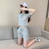 2022 verão novo casual hoodie manga curta suéter esportivo shorts duas peças moda terno hoodie roupas femininas