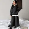 Conjunto de Otoño/Invierno para Niñas 2026 Nuevo Estilo Perezoso Sudadera a Cuadros con Mangas Abullonadas Otoño Profundo Ropa Casual Cálida para Niñas Conjunto de Dos Piezas