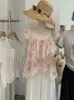 Camisa de Chifón con Retazos de Encaje y Mangas Voladas Kekezoon para Mujer, Estilo Suave de Verano con Volantes 7844