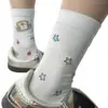Meias Brancas de Cano Médio para Mulheres, Estilo Início de Outono, Desenho Animado Japonês Gatinha Kt, Tendência Fofa Versátil para Estudantes, Meias Longas Jk