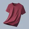 Camiseta de Manga Corta Transfronteriza para Hombre, Corte Ajustado, Nuevo Estilo de Verano, Seda de Hielo, Color Sólido, Top Delgado, Secado Rápido, Camiseta de Manga Corta de Moda para Hombre
