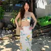 Vestido de Playa Vacaciones en Isla Dos Piezas Sin Tirantes Bikini Sexy Chica Caliente Pecho Pequeño Estilo Puro Deseo Ins Traje de Baño para Aguas Termales