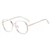 Nuevo Marco de Gafas de Moda Poligonal TR90 Estilo Coreano Retro Artístico Borde Ancho Rosa Cyber Celebrity Marco de Gafas Anti-Luz Azul