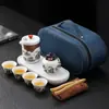 Conjunto de Chá Portátil para Viagem Ink Qianli Jiangshan Expresso Uma Panela Quatro Copos para Empresa Presente de Acompanhamento Logotipo Imprimível