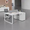 Juego de Escritorio y Silla para Estación de Trabajo de Empleado, Muebles de Oficina Modernos Minimalistas, Escritorio de Oficina con Divisiones para Cuatro Personas con Enchufe