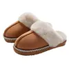 Pantuflas de algodón retro con puño de felpa, engrosadas para retener el calor, con una suela gruesa antideslizante, que ofrecen una sensación de lujo ligero, zapatos de casa de algodón para mujer de punta cerrada