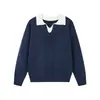 Suéter Retro de Bloques de Color con Cuello Polo para Hombre, Otoño/Invierno 2026, Tejido Casual Holgado de Moda para Pareja