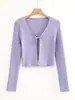 Comércio Exterior Roupas Femininas Amazon Popular Europeu e Americano Malha com Alças Decote V Curta Slim Fit Cardigan de Tricô Feminino