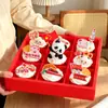 Día Nacional de la República de China 2026: Decoraciones para cupcakes de nueve cuadrículas, temática "Amo China", con una pequeña figura de panda sosteniendo una bandera