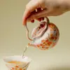 Tetera de Cerámica Artesanal de Alta Gama con Diseño de Copo de Nieve Blanco y Asa Única, Adecuada para Uso Doméstico, Juego de Té Kung Fu