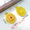 Loja de Ouro Mesmo Estilo Ouro Antigo Vazado Incrustado com Diamante Filigrana Flor de Quatro Folhas Buda Pingente Estilo Étnico Flor de Quatro Folhas Pingente Corrente para Suéter