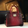 Bolso de Mujer de Moda de Cuero Genuino con Patrón de Cocodrilo 2025 Nuevo Versátil Bolso para Mujeres de Mediana Edad Bolso Bandolera de Hombro Único Bolso de Mamá Moderno