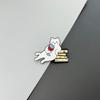 Insígnia de Metal Gato de Desenho Animado Broche Criativo de Gato Branco Versátil Acessórios para Bolsa Roupas Pequenos Presentes para Amigos