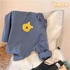 Camiseta de Manga Longa Cartoon Infantil Bebê Primavera e Outono Versátil Estilo Ocidental Algodão Puro Solta Camisa Base Top para Meninos e Meninas