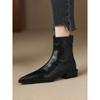 Botines Elegantes de Punta Fina con Tacón Grueso Estilo Francés para Mujer, Nuevos Botines de Primavera y Otoño 2026, Tacón Medio, Cuero Suave, Elásticos Ajustados, Botas Martin