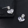 Aretes de aguja de plata con diamantes en forma de U, amor de azúcar, circonita, cobre con incrustaciones de circonita, temperamento de moda, aretes de alto sentido, joyería