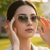 Gafas de Sol Cuadradas de Metal Elegantes de Gama Alta Europeas y Americanas con Estampado de Leopardo Personalidad Retro Moda para Ciclismo Protección Solar Gafas de Sol Transfronterizas