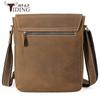 Bolso de hombro de cuero de Caballo Loco retro personalizado, bolso informal multifuncional de piel de vaca, bolso cruzado informal para hombre, resistente a la intemperie.