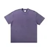 Camiseta de Algodão Puro 300g Tingida com Cera Lavada, Cor Sólida, Manga Curta Solta Casual de Verão, Pesada Respirável Atacado