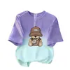 Camiseta de Manga Curta Degradê para Meninos Verão Novo Estilo Tops Estampados para Crianças Maiores Soltos Respiráveis e Estilosos Roupas Infantis