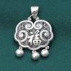 Pingente de prata de lei 99 de prata pura Pingente de Cadeado Ruyi Flor de Lótus da Sorte pingente de cadeado oco vintage desgastado joias
