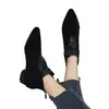 Zapatos Suaves Cómodos para Madres Mujer 2026 Otoño Invierno Moda Punta Fina Tacón Grueso Botines Retro Versátiles Adelgazantes con Peluche Adentro Botines de Tobillo Mujer