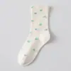 Calcetines 100% algodón puro, calcetines tobilleros finos de verano para mujer con estampado floral, calcetines blancos sin costuras hasta la pantorrilla, antibacterianos y resistentes al olor, calcetines largos suaves y cómodos