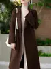 Casaco de Lã Dupla Face Novo Estilo Outono/Inverno 2026 para Mulheres, Estilo Coreano Soltinho, Elegante e de Alta Qualidade, Casaco Longo de Caxemira