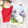 Tarjeta de Saludo de Pascua Nueva Transfronteriza con Juego de Sobres, Tarjeta de Mensaje Creativa con Elementos de Conejito, Huevo y Pascua
