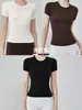 Roupa Esportiva de Secagem Rápida Feminina Verão Fina Roupa de Yoga Tops de Secagem Rápida Modeladora de Cintura Roupa Fitness Corrida Manga Curta Camiseta de Secagem Rápida