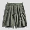 Pantalones Cortos de Trabajo de Algodón Puro para Hombre Verano Japonés Trabajo Deportes Moda Combinable Color Sólido Costuras Seis Puntos Casual