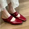 Pantuflas Chuyuji de estilo francés con tiras cruzadas y punta cerrada para mujer, aptas para usar en exteriores, punta cuadrada, suaves y versátiles, con aumento interno de altura, medias pantuflas Mary Jane