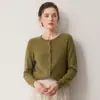 ¡Artículo versátil! Cárdigan básico de cuello redondo 100% cachemira para mujer, suéter corto de cachemira pura, cárdigan de punto, chaqueta pequeña