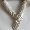 Luvas para Vestido de Noiva de Noiva Seda Amassada Comprimento Médio Cetim Elástico Cetim Cobertura para Dedos Palco Festa Casamento Casamento