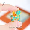 Puzuo Color Fuerte que Conserva el Color Esmalte Dorado Color Colgante de la Fortuna Collar Nuevo Estilo Chino Zodiaco Caballo Cadena para Suéter