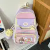 Nova mochila color block para mulheres, estilo faculdade de alto valor, bolsa ita de garota doce, conjunto de duas peças para alunos do ensino fundamental e médio, bolsa de ombro