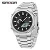 Reloj de Comercio Exterior en Stock, Reloj Electrónico Octagonal de Aleación Multifuncional con Alarma, Resistente al Agua con Doble Pantalla Sincronizada, Reloj de Pulsera Electrónico para Hombre