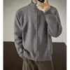 Estilo casual de otoño e invierno, simple, versátil, color liso, cremallera pesada, suéter holgado con cuello alto en punto Maillard