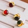 Pendientes retro estilo Hong Kong dorado estilo frío moda simple diseño de nicho femenino temperamento Corea del Sur pendientes de chica popular de la red