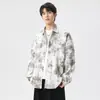 Camisa de Manga Larga Tie-Dye Texturizada Nasa para Hombre, Nueva para Primavera y Otoño, Holgada, Casual, Diseño para Chicos, Camisa Chaqueta