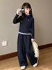 Conjunto Feminino Outono/Inverno 2026 com Plus Veludo Novo Casual Estilo Preguiçoso Versátil Moletom Quente Calça Xadrez Conjunto de Duas Peças Tendência
