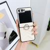 Funda para teléfono Samsung ZFlip5 con hebilla de anillo ondulado para ZFlip6/4 generación, funda protectora de cuero plegable con borde cruzado