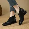 Nuevos zapatos planos versátiles de moda para mujer de otoño, zapatos cuadrados con hebilla cuadrada en forma de V para el trabajo, punta cuadrada, estilo retro francés, tacón grueso, colección 2026
