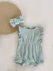 Macaquinho de Verão Estilo Ins Transfronteiriço para Bebê com Manga Babado Algodão Puro Classe A Body para Bebê Macacão de Gola Redonda Macacão Triângulo para Rastejar