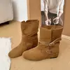 Botines Western de Moda con Aumento Oculto de Altura para Mujer 2026 Nuevos Botines Cortos Versátiles de Cuero Melade con Hebilla para Mujer