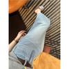 ¡Un Imprescindible para Figuras en Forma de Pera~! Falda Cool de Denim Tencel para Mujer, Nuevo Estilo de Verano, Abertura Delantera, Elegante, Falda de Largo Medio que se Ajusta a la Cadera