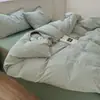 Juego de cuatro piezas de algodón 100% teñido en hilo de algodón lavado Clase A con patrón de jacquard a rayas, conjunto de pijama de estilo japonés de algodón puro para dormitorios de estudiantes