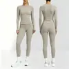 Conjunto de yoga ZORA de manga larga y pantalón largo, mejor vendido en Europa y América, conjunto atlético y de fitness de secado rápido para mujer