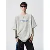 Camiseta de Manga Corta para Adolescentes 2026 Verano Nueva de Alta Resistencia con Aspecto Sucio Lavado a la Arena, Top Holgado para Hombre Estampado con Acabado de Alta Gama